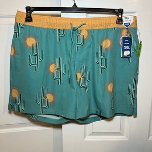 NWT ROWM Swim Trunks Shorts Cactus Sun 5” Inseam Mens XXL